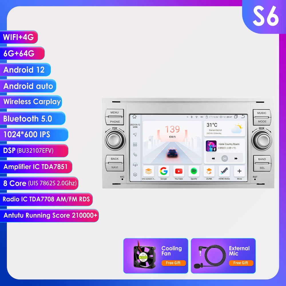 Android CarPlay Navigatie voor Ford Kuga 2 / Escape (2013–2017)