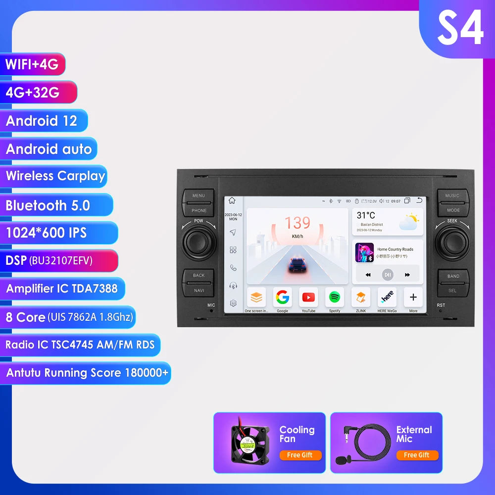 Android CarPlay Navigatie voor Ford Kuga 2 / Escape (2013–2017)