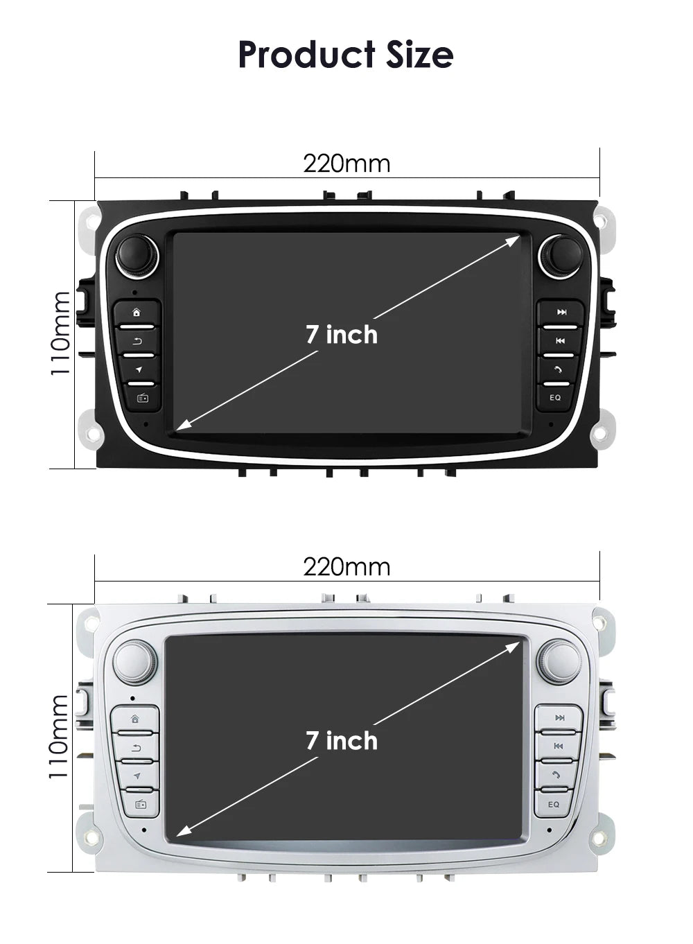 7" Android CarPlay Navigatie voor Ford Focus, S-Max, Mondeo, Galaxy & C-Max