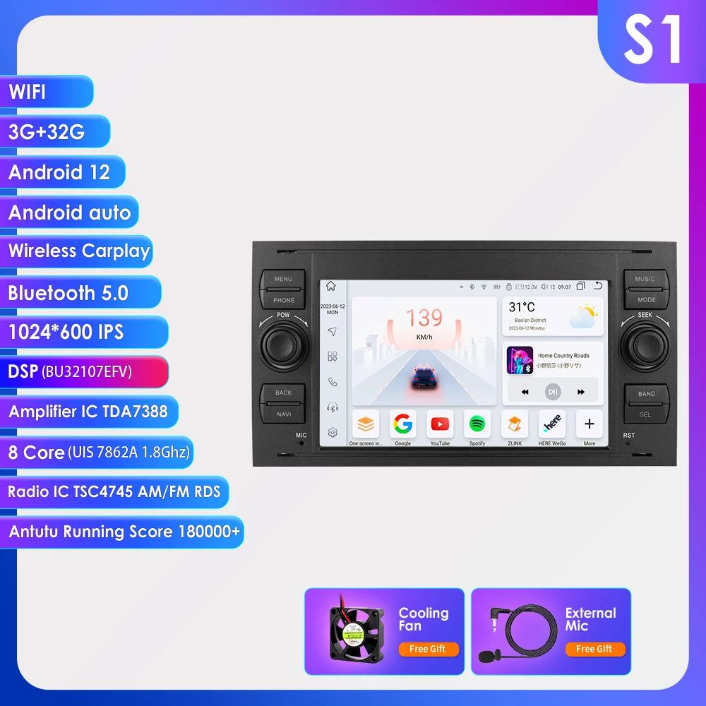 Android CarPlay Navigatie voor Ford Kuga 2 / Escape (2013–2017)