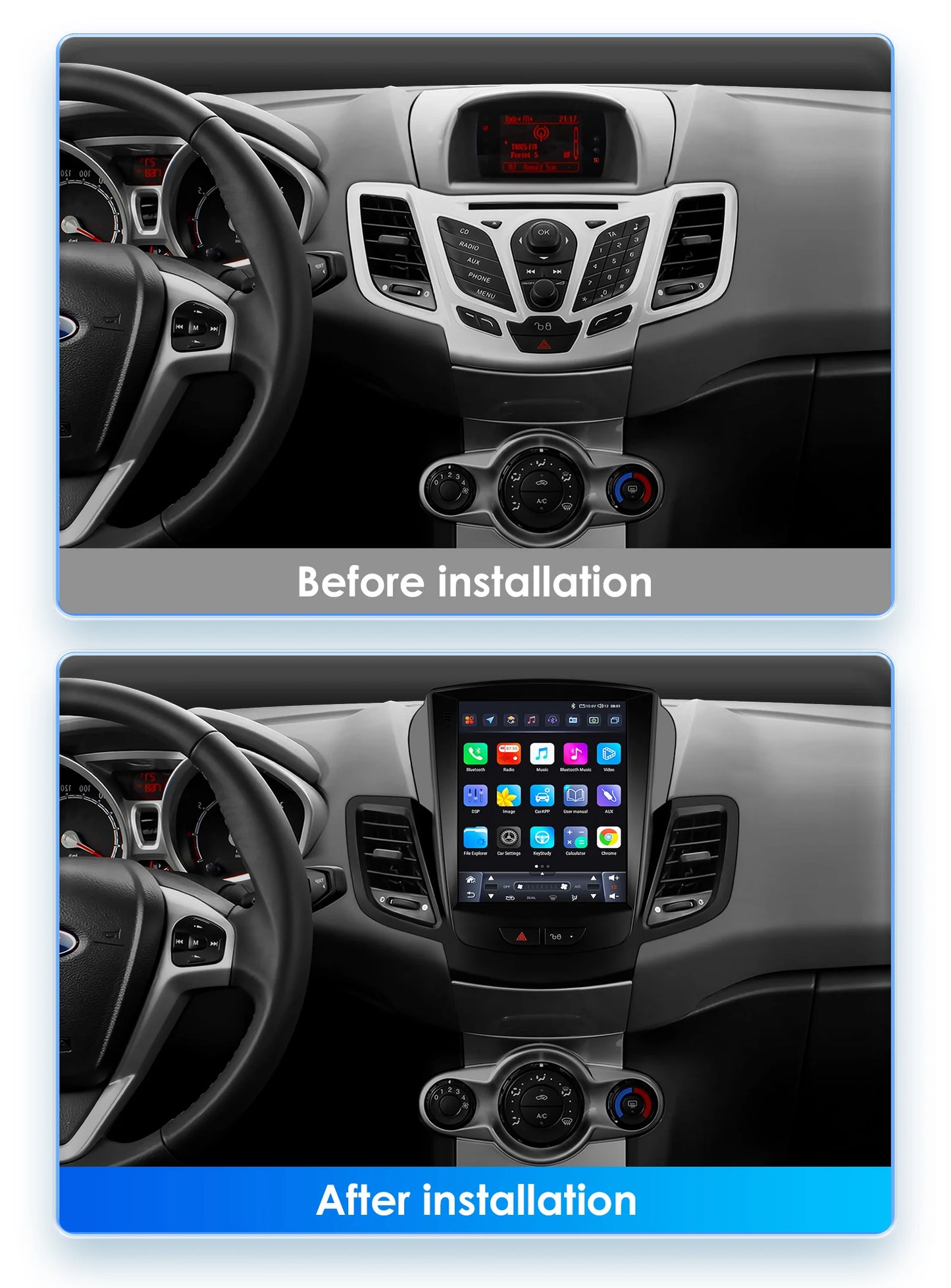 9.7" Android CarPlay Navigatie voor Ford Fiesta (2009–2016)