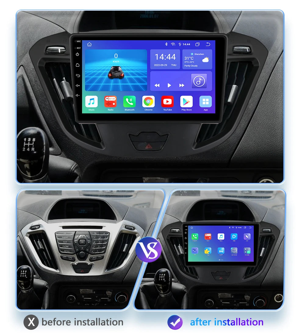 9" Android CarPlay Navigatie voor Ford Transit / Tourneo Custom (2013–2021)