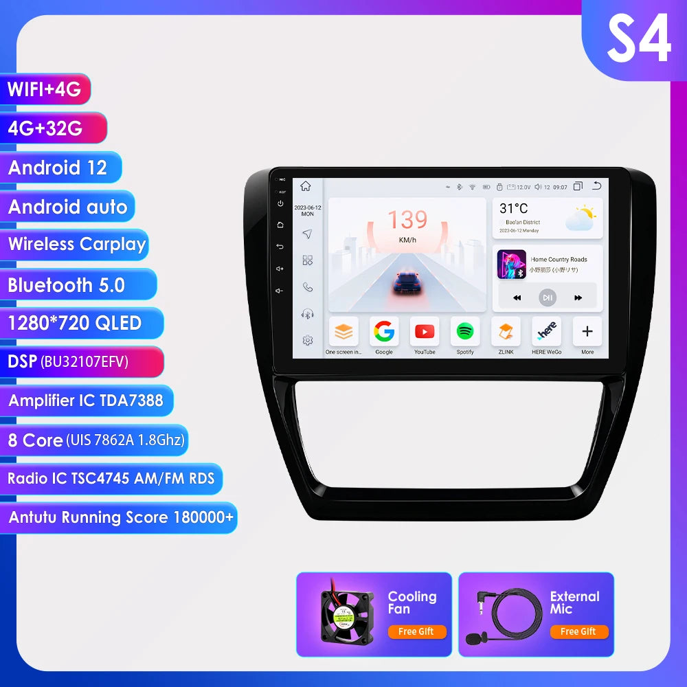 10.1” CarPlay Navigatie voor VW Jetta 6 (2011–2018)