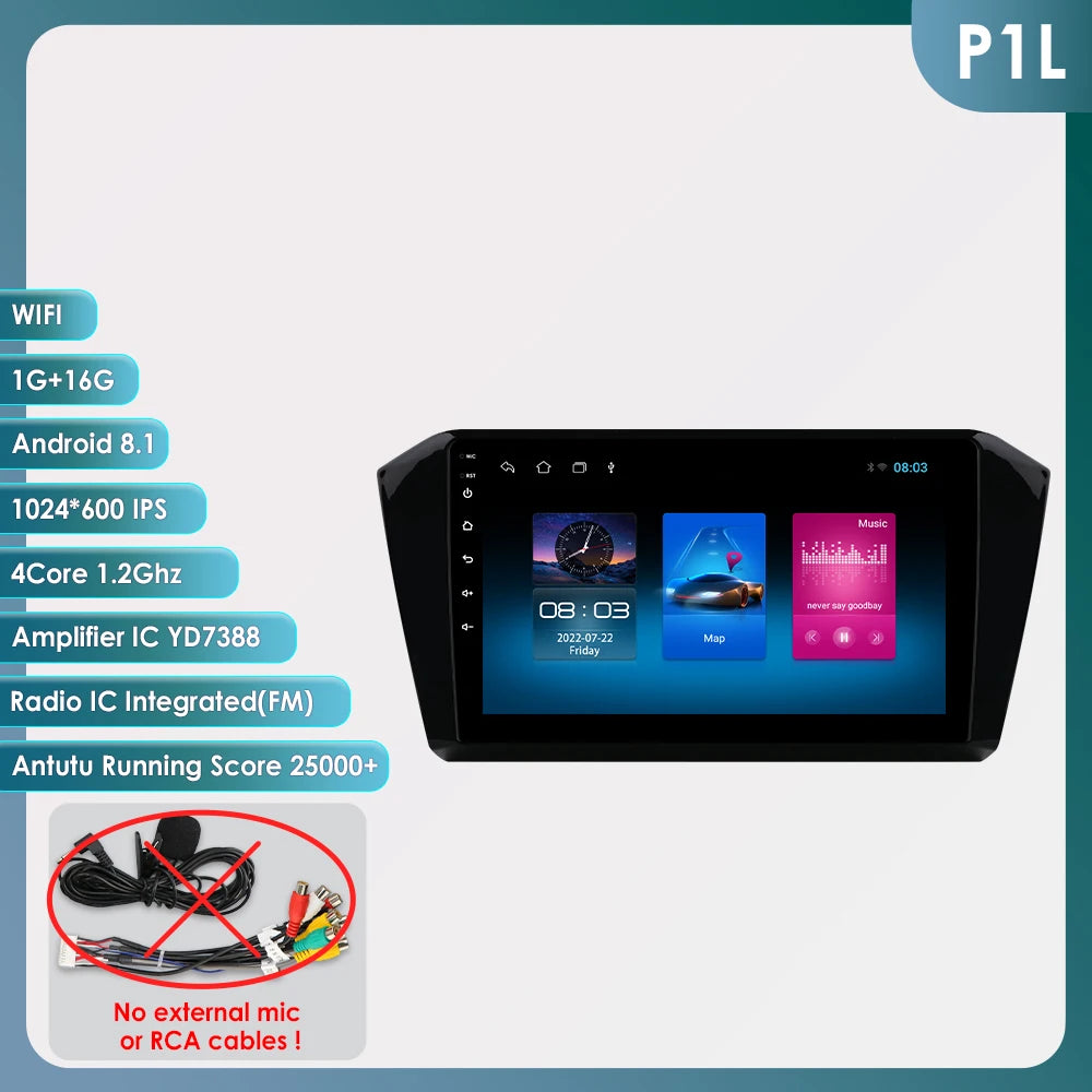 10.1” CarPlay Navigatie voor VW Passat B8 (2015–2020)
