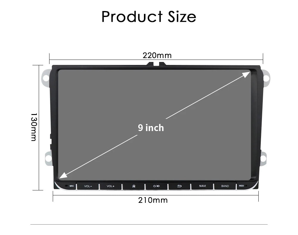 9” CarPlay Navigatie voor VW Golf, Passat, Tiguan, Touran (2005–2013)