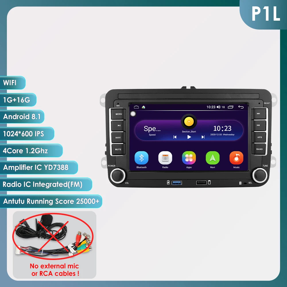 7" VW golf, polo, Seat & Skoda Navigatie | Draadloos Carplay