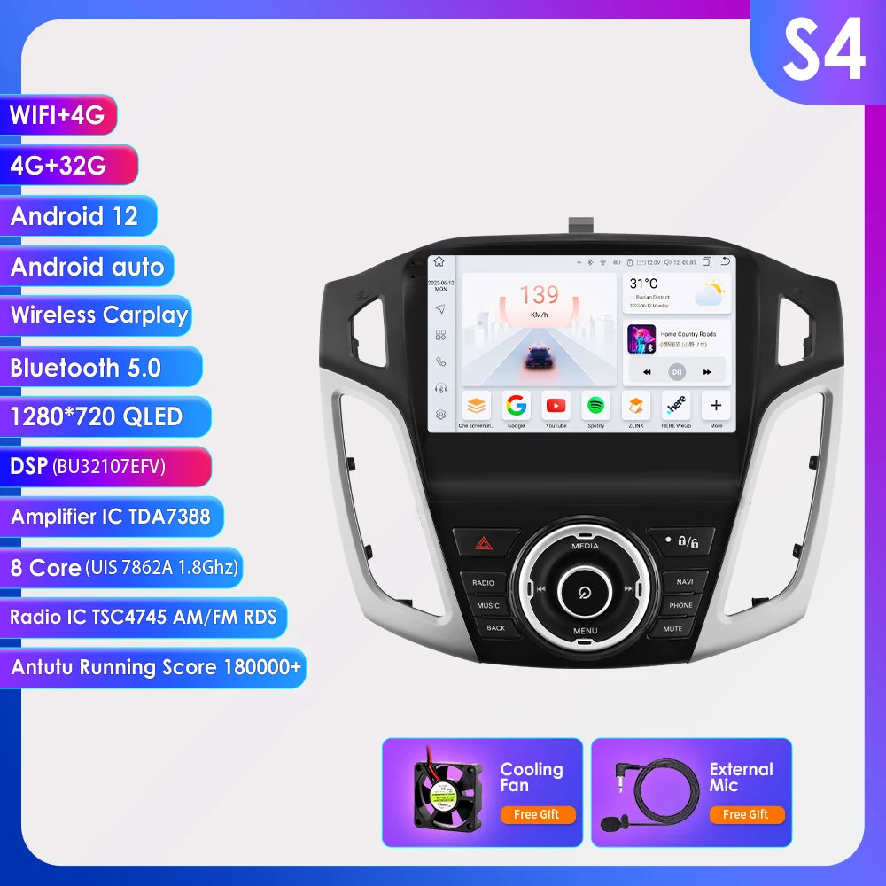 9" Android CarPlay Navigatie voor Ford Focus 3 (2011–2017)