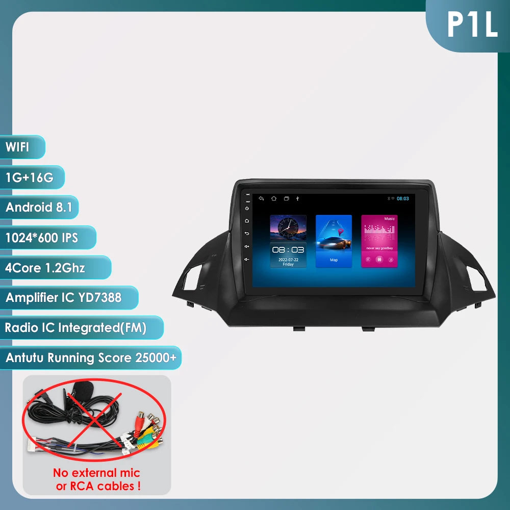 9" CarPlay Navigatie voor Ford Kuga 2 / Escape (2013–2017)
