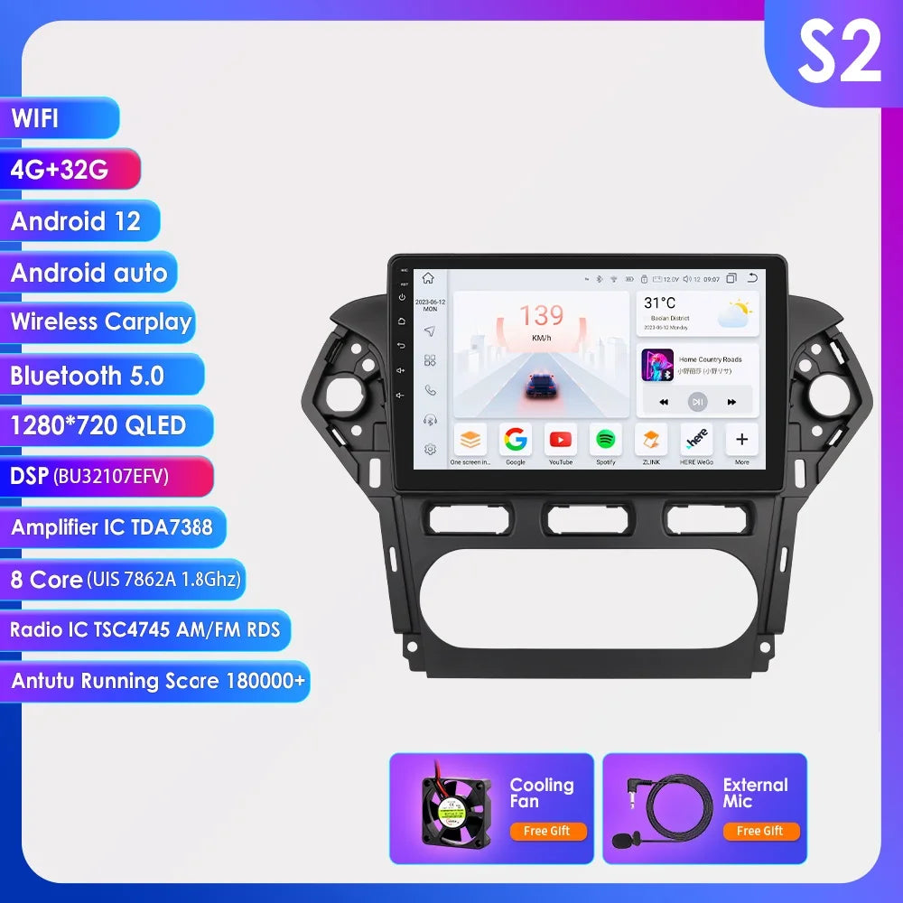 CarPlay Navigatie voor Ford Mondeo MK4 (2010–2014) | Android 13 | 8 Core