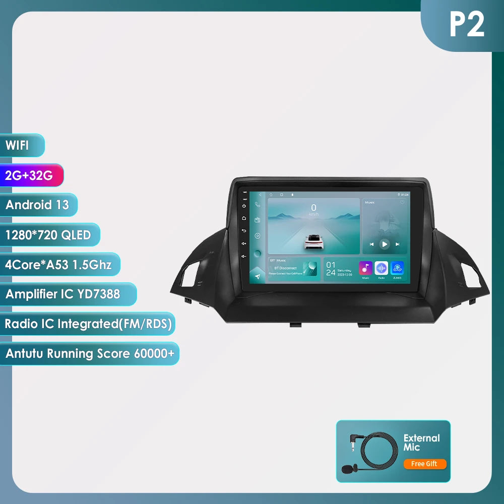 9" CarPlay Navigatie voor Ford Kuga 2 / Escape (2013–2017)