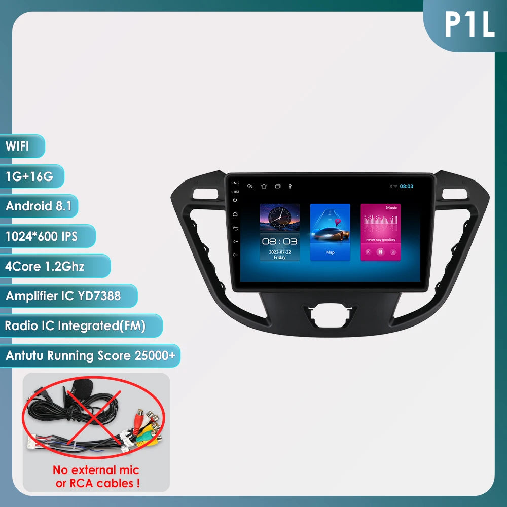 9" Android CarPlay Navigatie voor Ford Transit / Tourneo Custom (2013–2021)