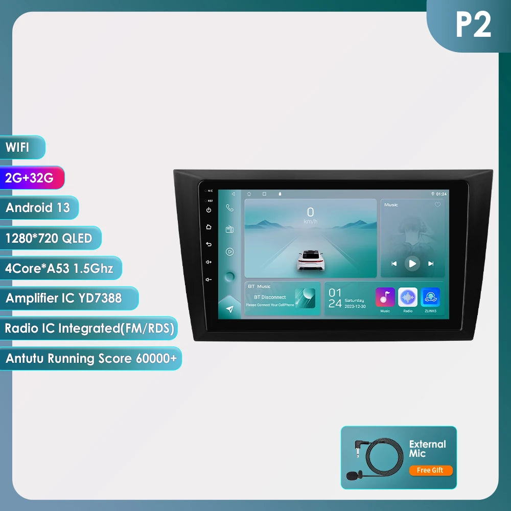 9” CarPlay Navigatie voor VW Golf 6 (2008–2016) – Android 13 | Draadloos