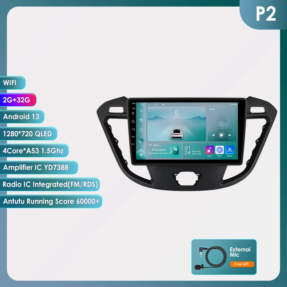 9" Android CarPlay Navigatie voor Ford Transit / Tourneo Custom (2013–2021)