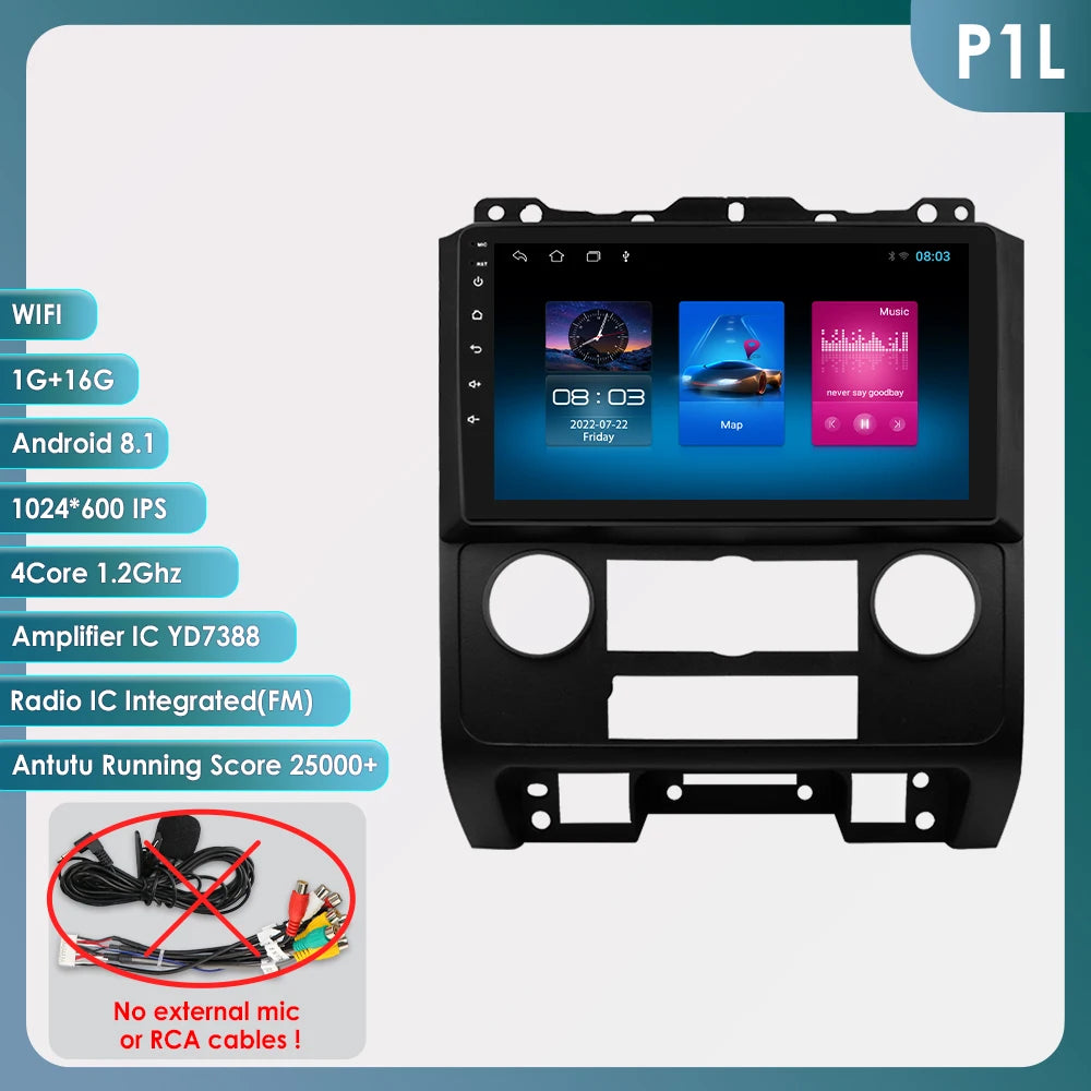 CarPlay Navigatie voor Ford Escape (2007–2012) | 9" Android Multimedia Systeem