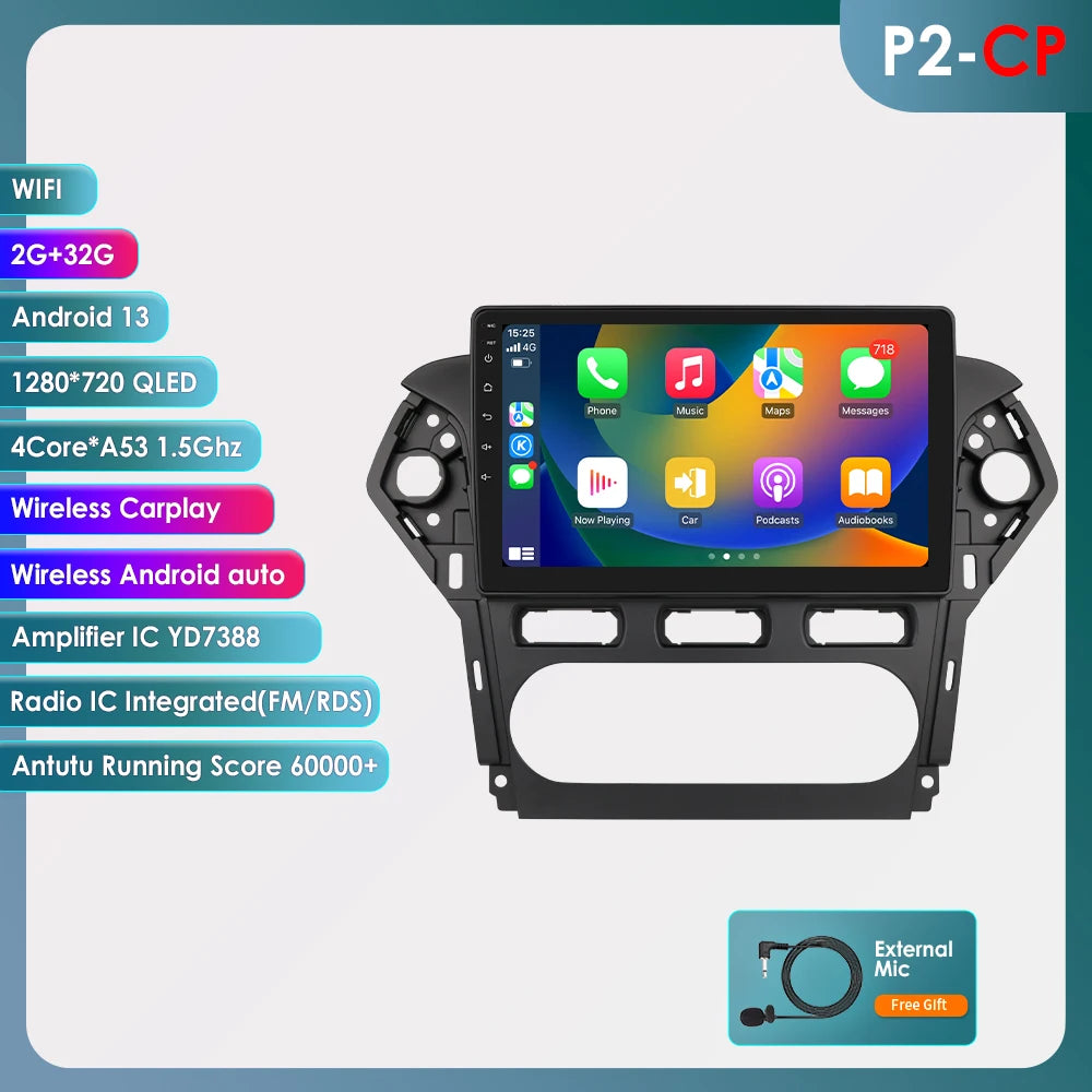 CarPlay Navigatie voor Ford Mondeo MK4 (2010–2014) | Android 13 | 8 Core