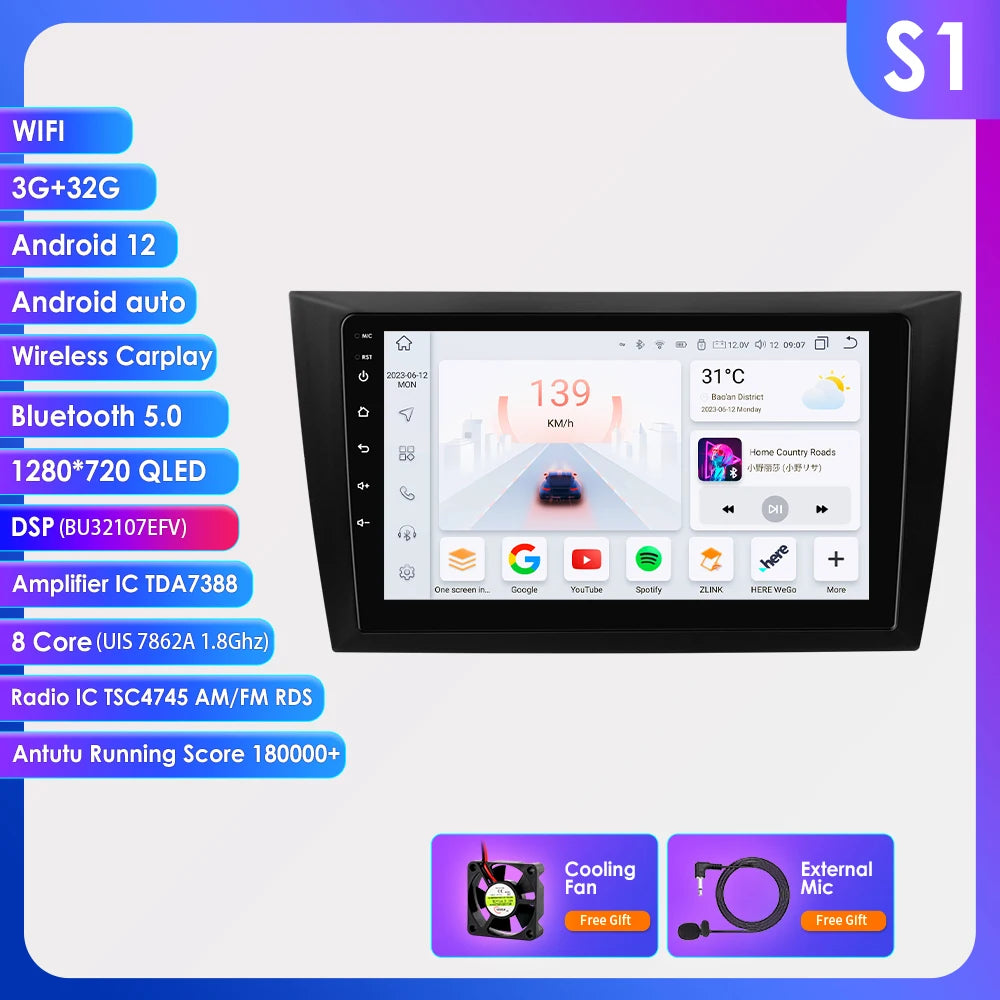 9” CarPlay Navigatie voor VW Golf 6 (2008–2016) – Android 13 | Draadloos