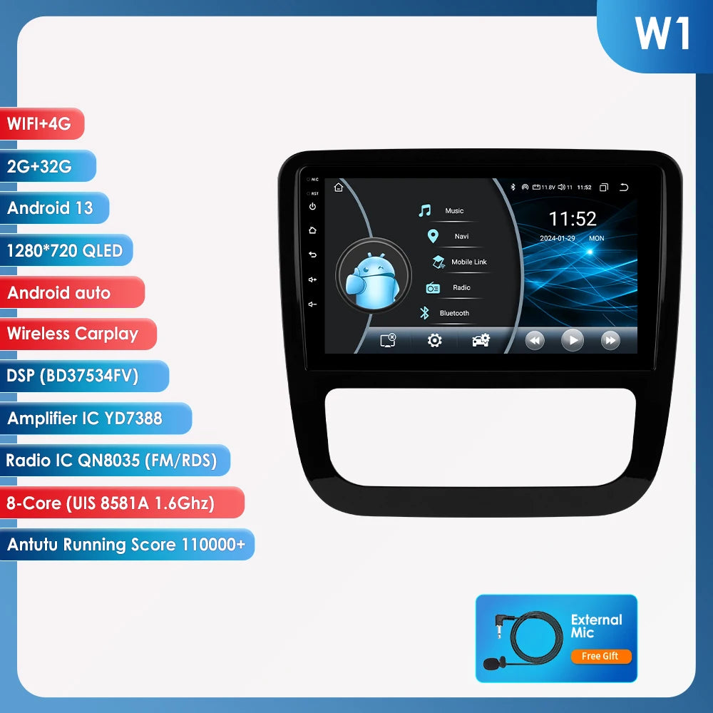9" Android CarPlay Navigatie voor VW Scirocco (2008–2013)