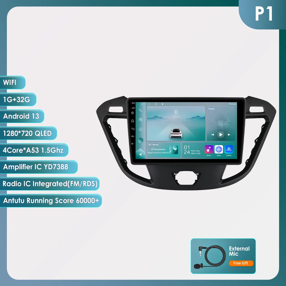 9" Android CarPlay Navigatie voor Ford Transit / Tourneo Custom (2013–2021)