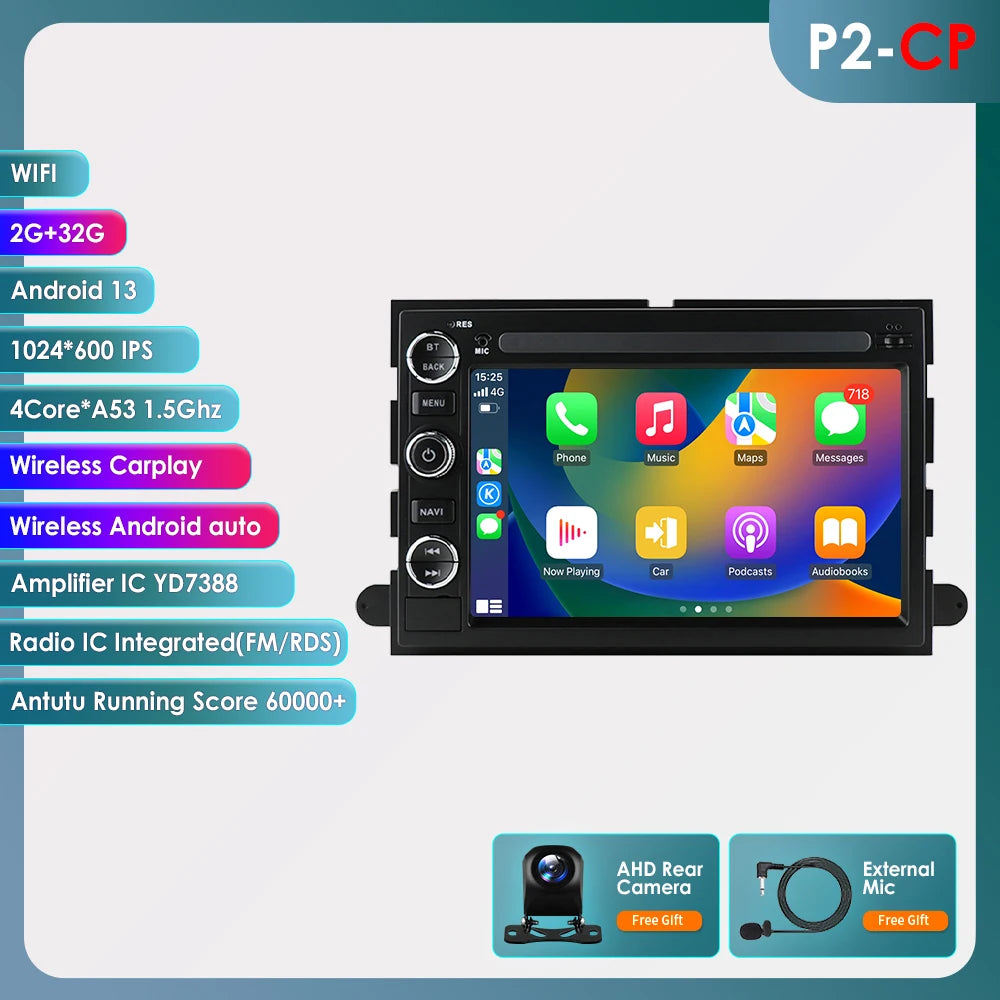 7" Android CarPlay Navigatie voor Ford F150, Explorer, Mustang & Lincoln (8+128GB)