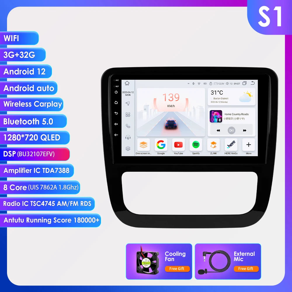 9" Android CarPlay Navigatie voor VW Scirocco (2008–2013)
