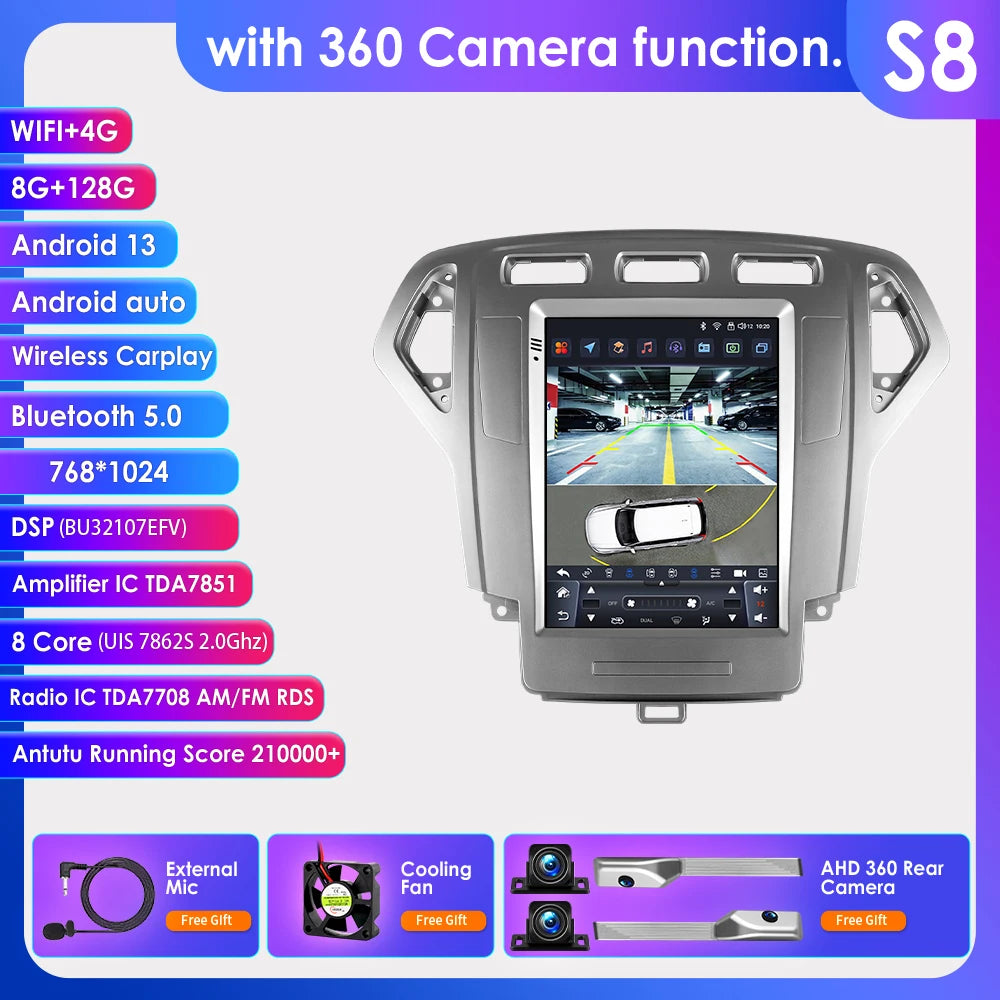 CarPlay Navigatie voor Ford Mondeo Mk4 / Galaxy A/C (2007–2010) | Android Head Unit 9"