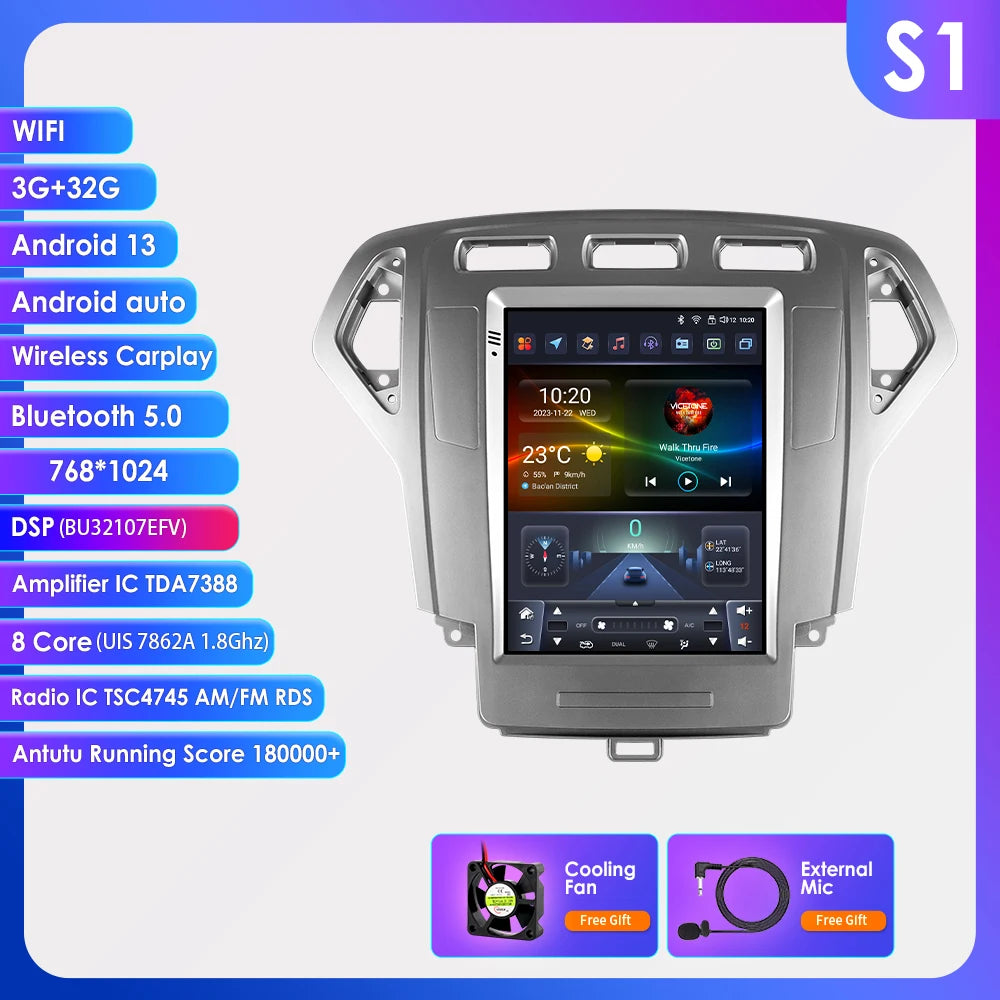 CarPlay Navigatie voor Ford Mondeo Mk4 / Galaxy A/C (2007–2010) | Android Head Unit 9"