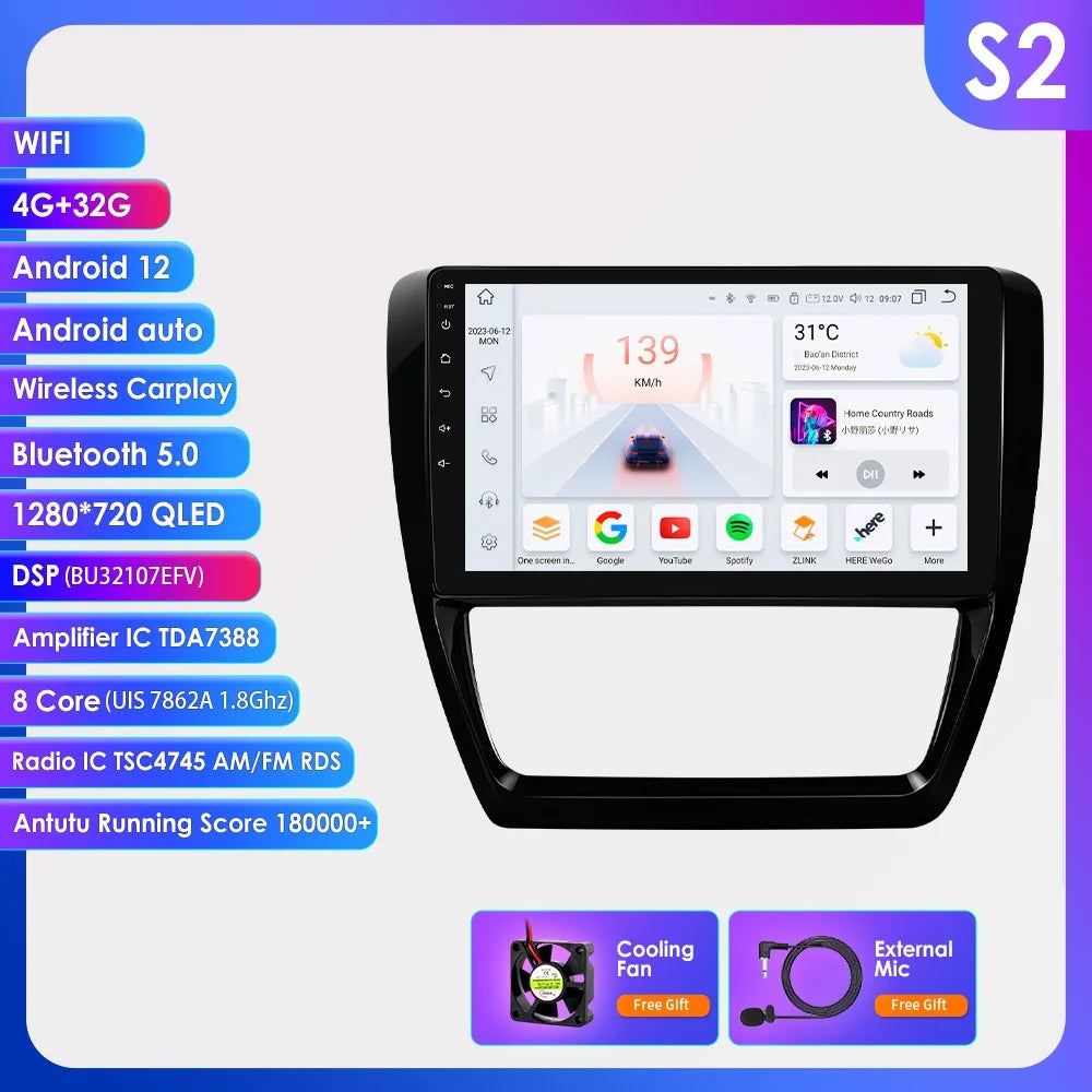 10.1” CarPlay Navigatie voor VW Jetta 6 (2011–2018)