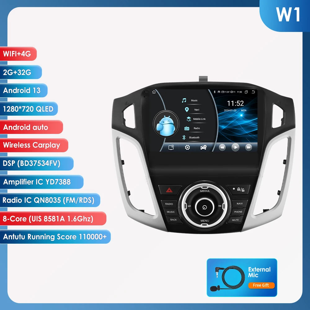 9" Android CarPlay Navigatie voor Ford Focus 3 (2011–2017)