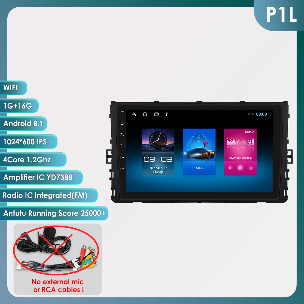 9” CarPlay Navigatie voor VW MQB (Polo, T-Cross, T-Roc)