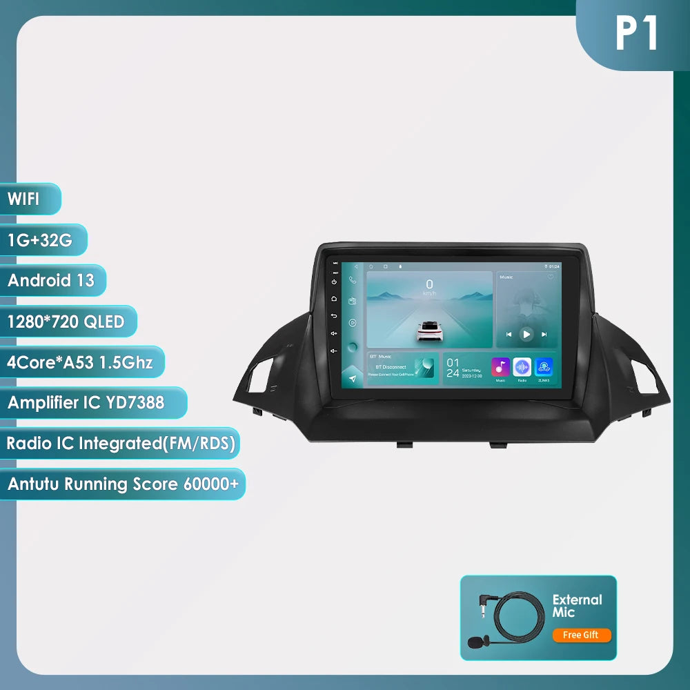 9" CarPlay Navigatie voor Ford Kuga 2 / Escape (2013–2017)