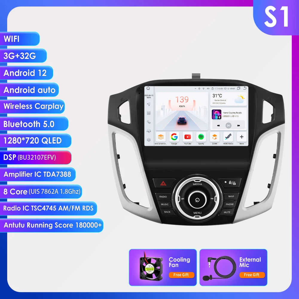 9" Android CarPlay Navigatie voor Ford Focus 3 (2011–2017)