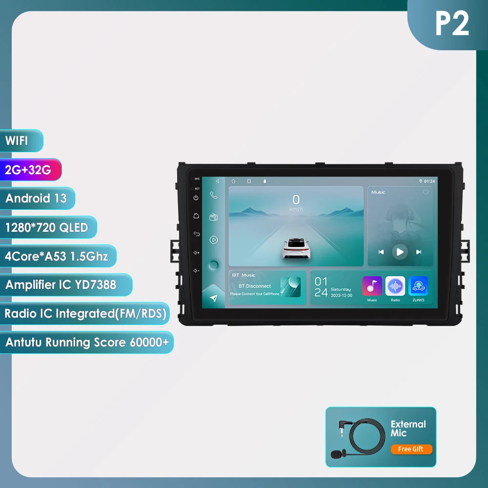 9” CarPlay Navigatie voor VW MQB (Polo, T-Cross, T-Roc)