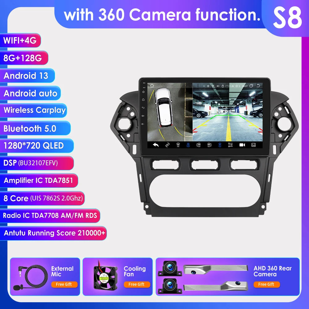 CarPlay Navigatie voor Ford Mondeo MK4 (2010–2014) | Android 13 | 8 Core