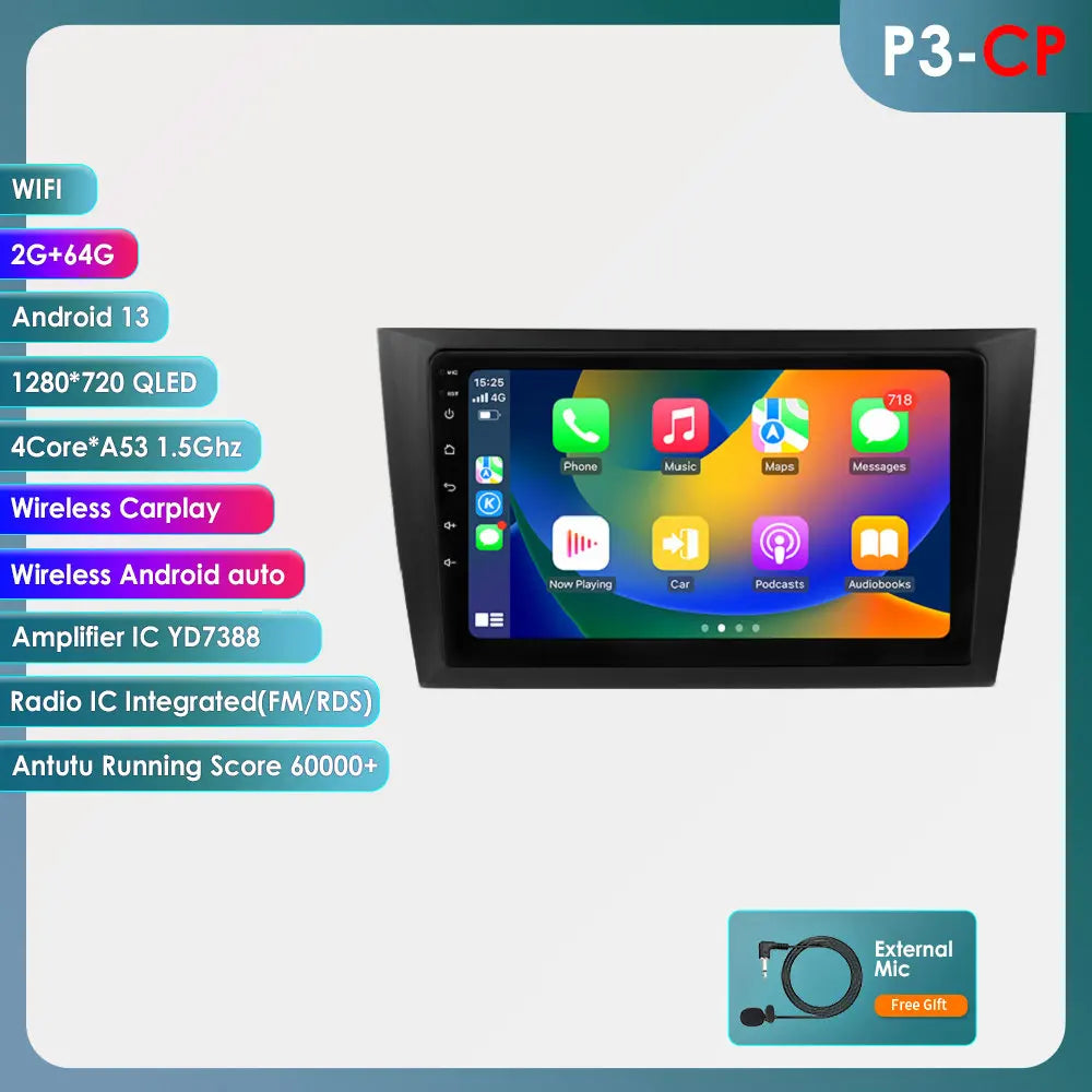 9” CarPlay Navigatie voor VW Golf 6 (2008–2016) – Android 13 | Draadloos