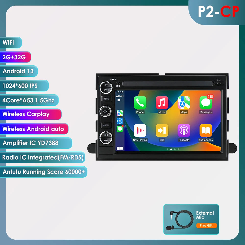 7" Android CarPlay Navigatie voor Ford F150, Explorer, Mustang & Lincoln (8+128GB)