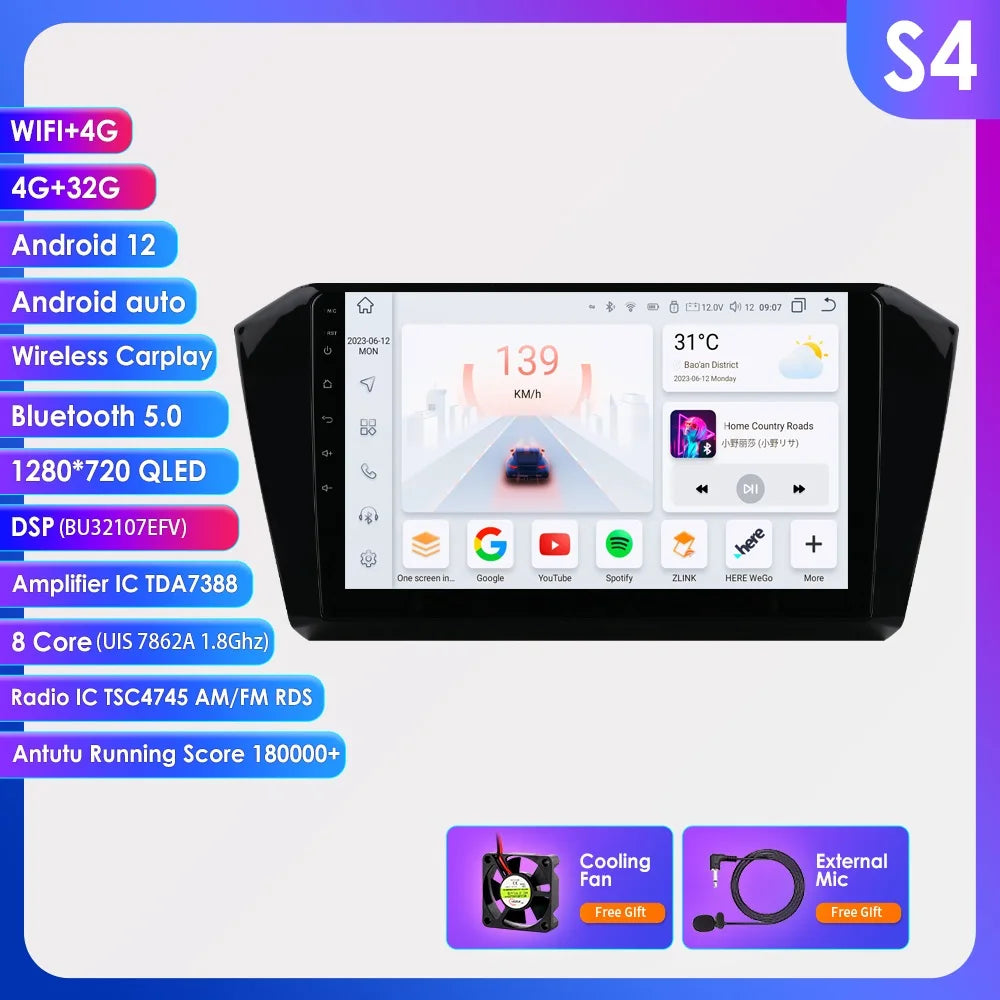 10.1” CarPlay Navigatie voor VW Passat B8 (2015–2020)
