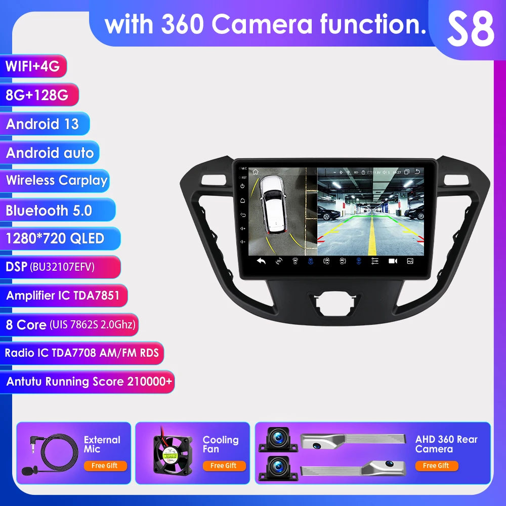 9" Android CarPlay Navigatie voor Ford Transit / Tourneo Custom (2013–2021)