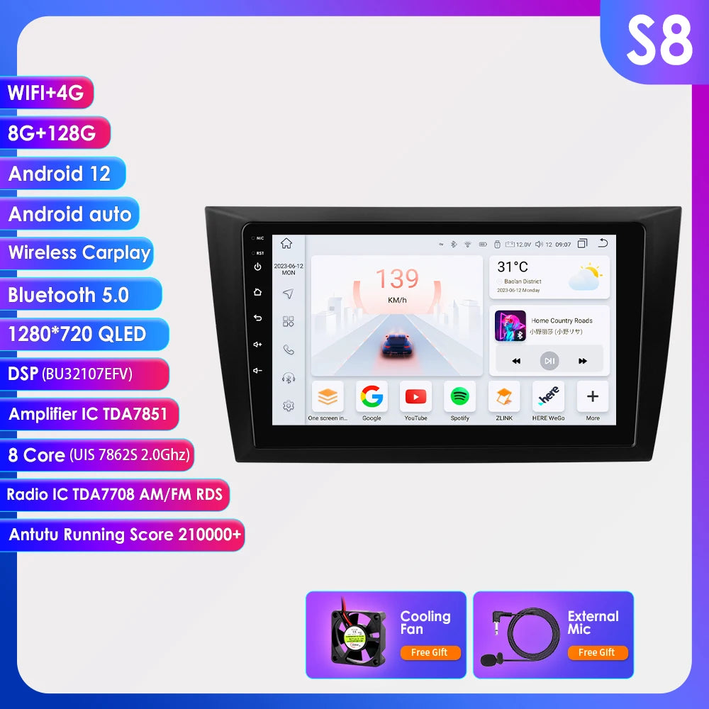 9” CarPlay Navigatie voor VW Golf 6 (2008–2016) – Android 13 | Draadloos