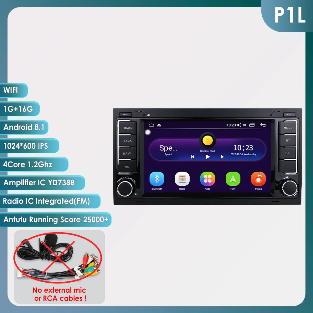 7” CarPlay Navigatie voor VW Touareg & Transporter T5 (2004–2011)