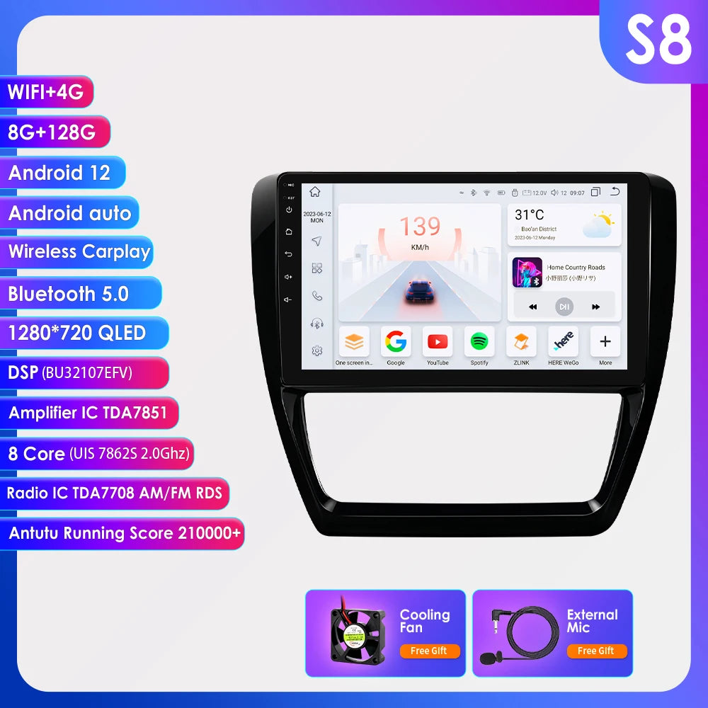 10.1” CarPlay Navigatie voor VW Jetta 6 (2011–2018)