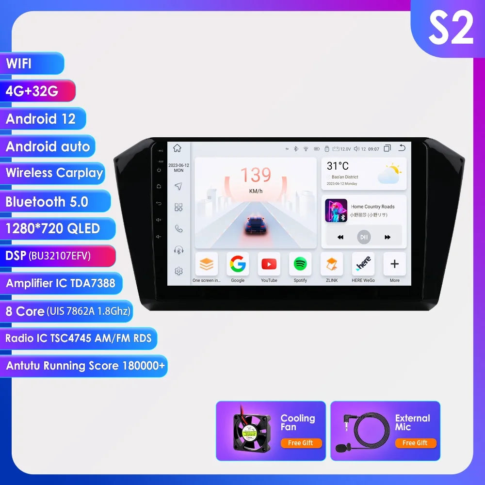 10.1” CarPlay Navigatie voor VW Passat B8 (2015–2020)