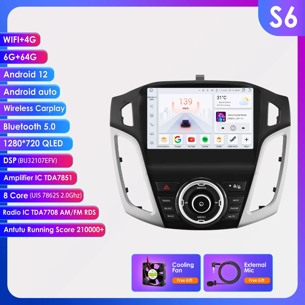 9" Android CarPlay Navigatie voor Ford Focus 3 (2011–2017)