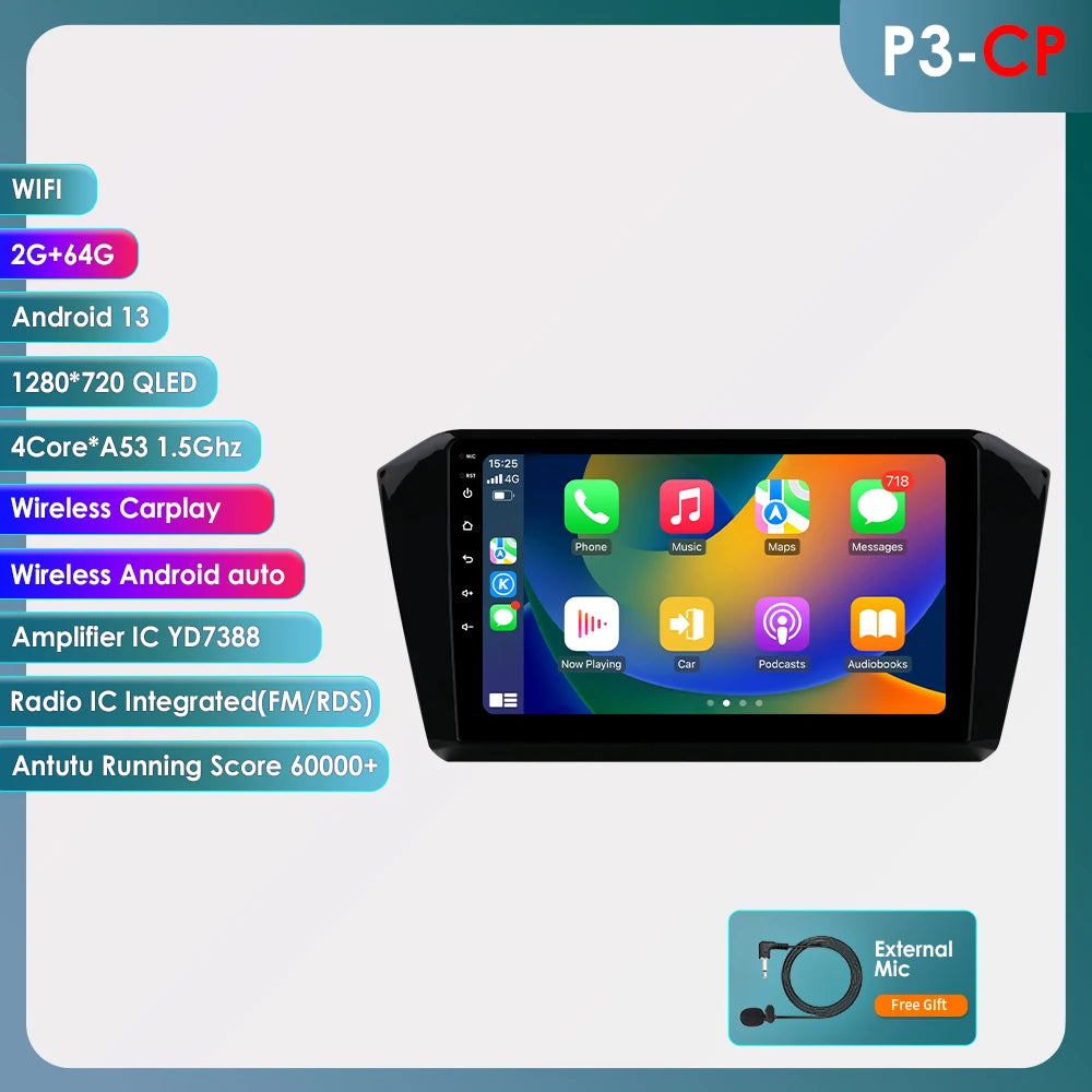 10.1” CarPlay Navigatie voor VW Passat B8 (2015–2020)