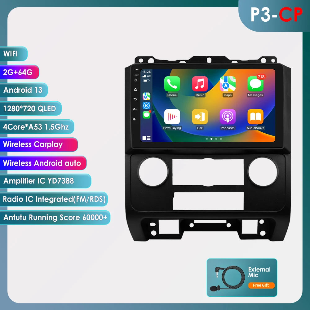 CarPlay Navigatie voor Ford Escape (2007–2012) | 9" Android Multimedia Systeem