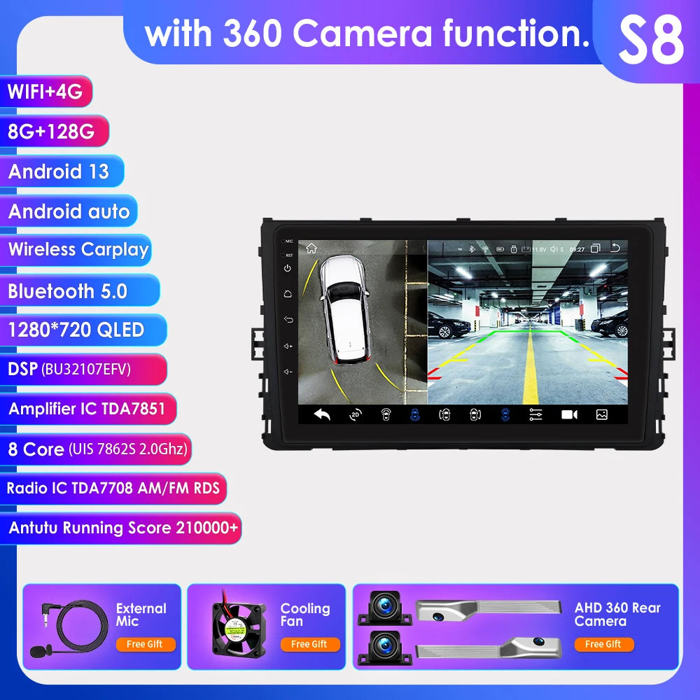 9” CarPlay Navigatie voor VW MQB (Polo, T-Cross, T-Roc)