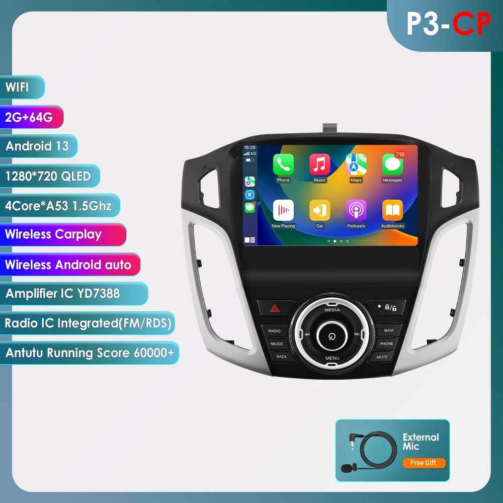 9" Android CarPlay Navigatie voor Ford Focus 3 (2011–2017)