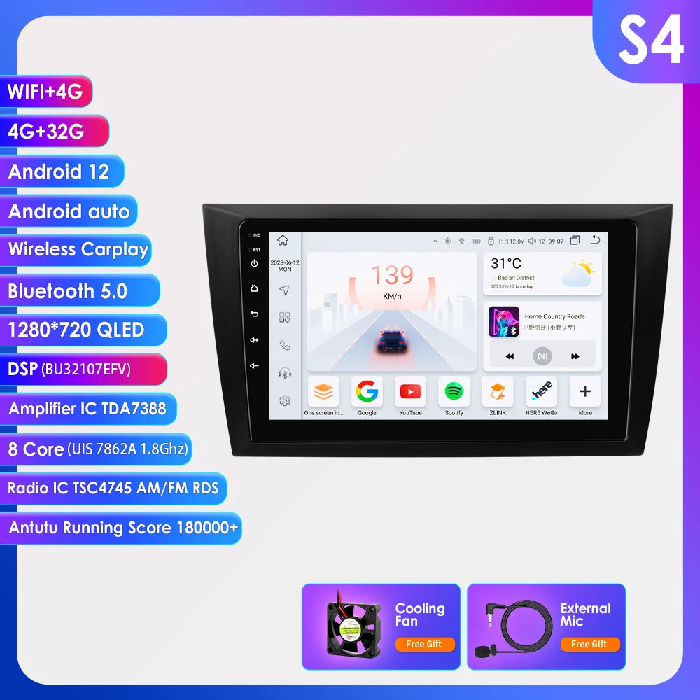 9” CarPlay Navigatie voor VW Golf 6 (2008–2016) – Android 13 | Draadloos