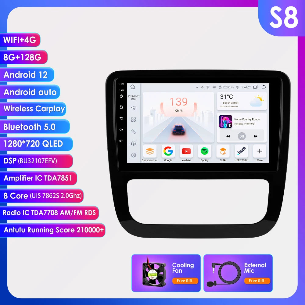 9" Android CarPlay Navigatie voor VW Scirocco (2008–2013)